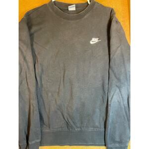 NIKE black crew neck sweatshirt fleece L white swish